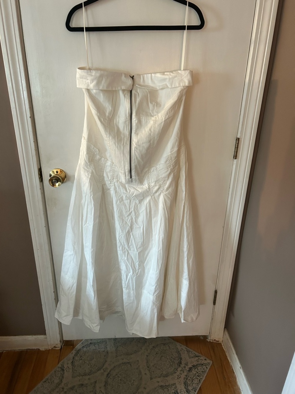 Pilcro White Strapless Midi Dress with Exposed Back Zip